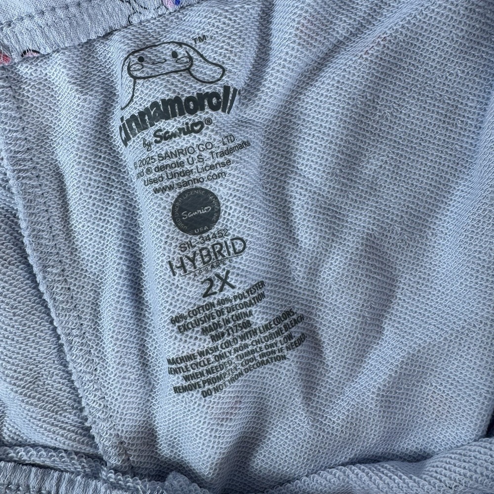 NWT Sanrio Cinnamoroll Loungewear Set 2XL Cream Blue Ringer Tee & Shorts - Picture 3 of 9